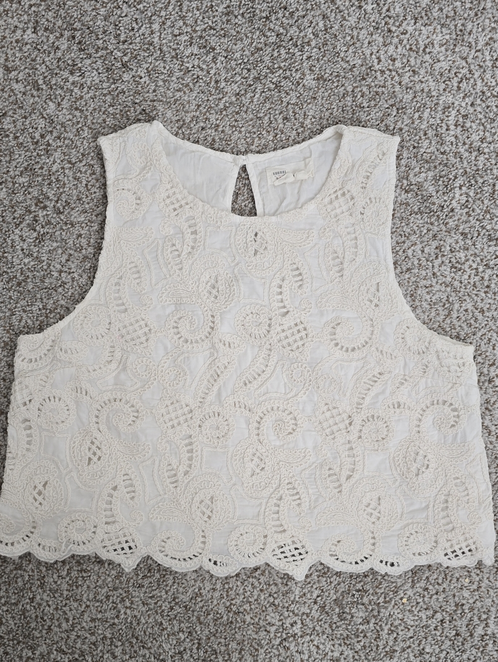 Anthropologie Cream Lace Crop Top